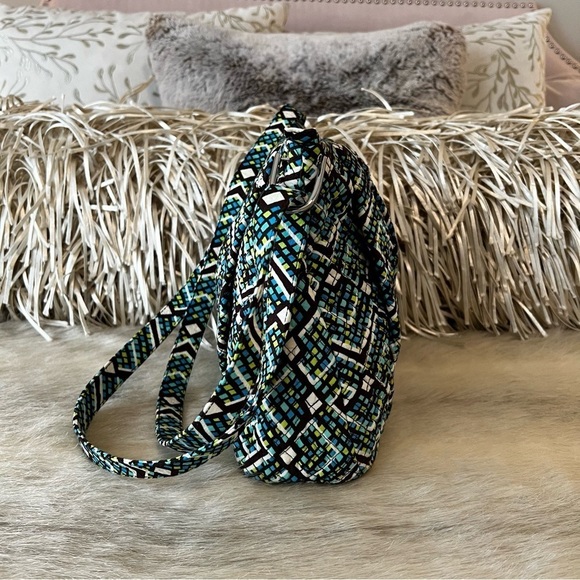 VERA BRADLEY Rainforest Hadley Bag Crossbody Satchel Green Blue Geometric 2017 - Picture 9 of 14